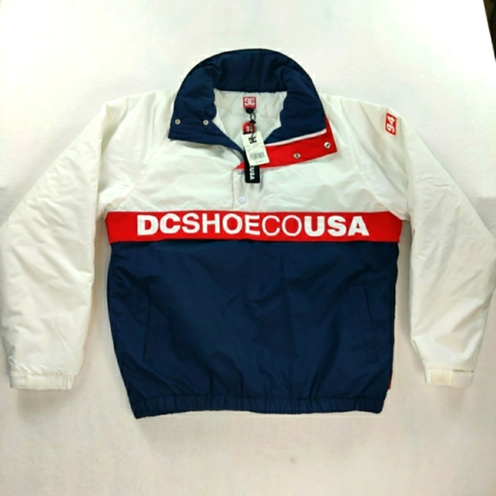 DC SHOE CO USA water Resistant Men Large Jacket Red White Blue